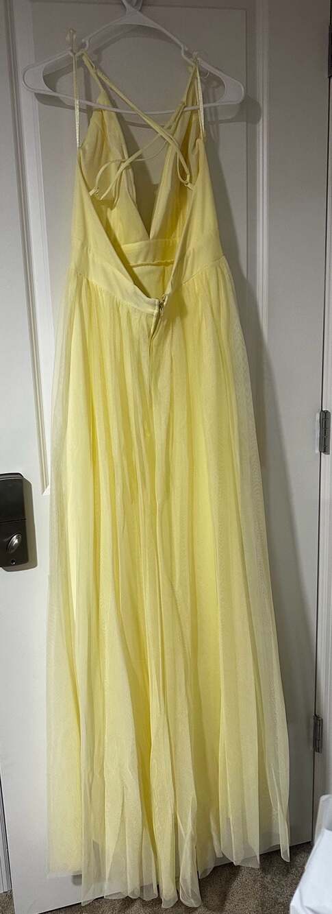 Windsor Yellow Tulle V-Neck Crisscross Back Maxi Dress Size 9